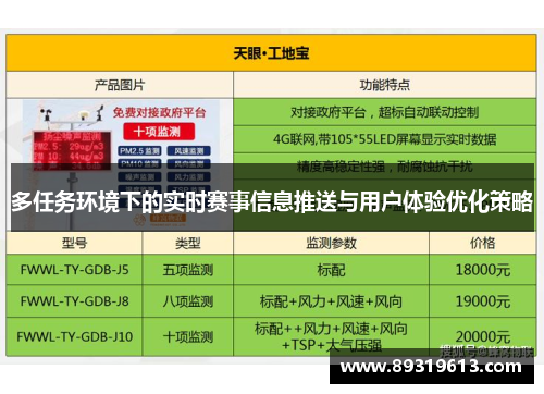 多任务环境下的实时赛事信息推送与用户体验优化策略